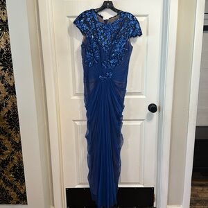 Tadashi Shoji Blue Lace Evening Gown